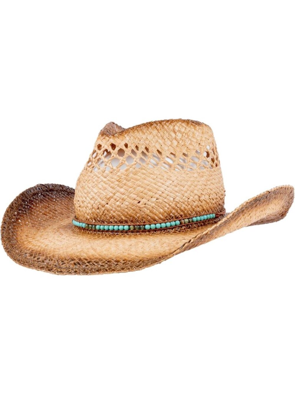 Unisex Brown Straw Rancher Wide Brim Imported Cowboy Western Cowgirl Hat